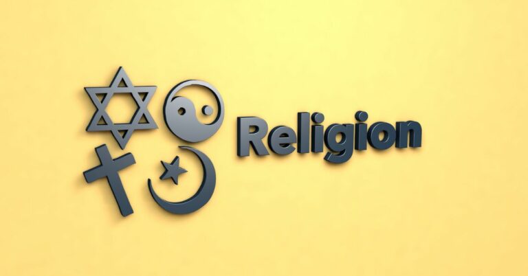Religion Symbols With The Word Religion